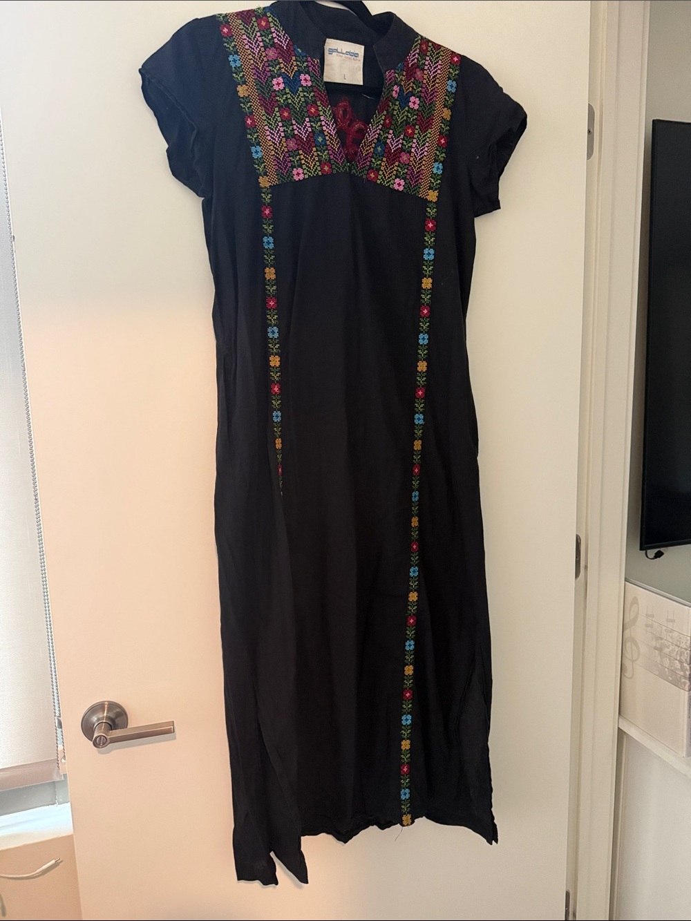 Gallabia black multicolored kaftan